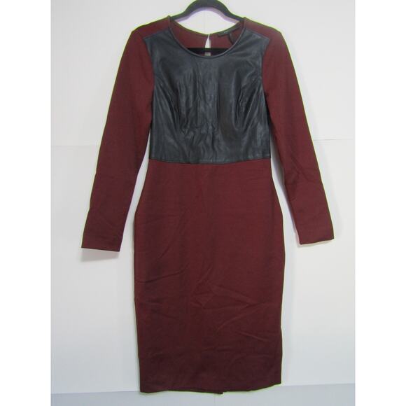 BCBG Burgundy Knit Mini Dress Women's sz S Minimalist Whimsical Boho Bodycon - Picture 1 of 4